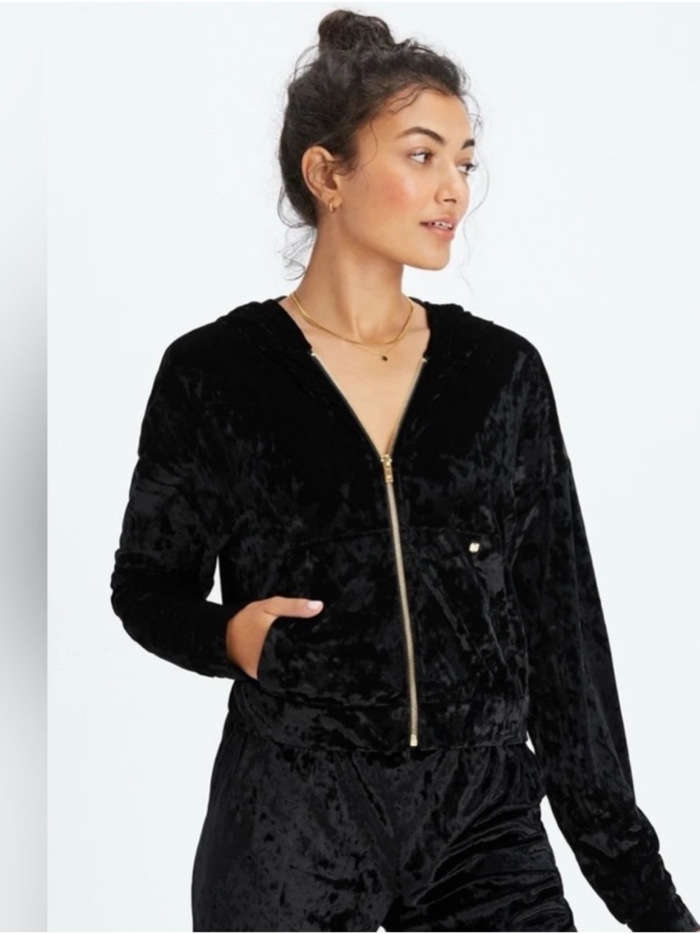 Fabletics Black Velour Hoodie and Pants Set